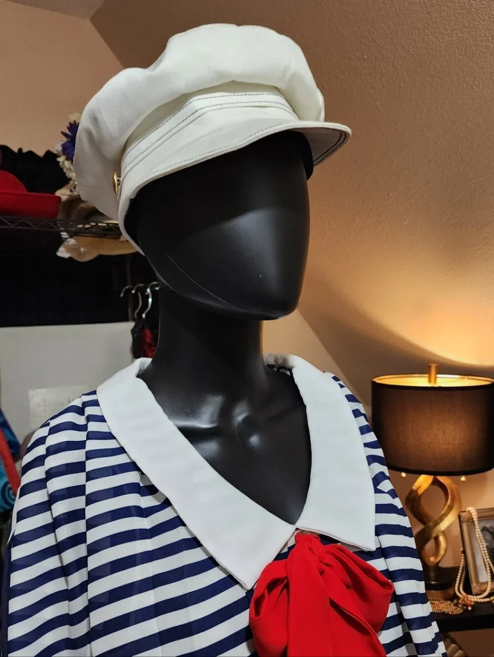Vintage 80s BETMAR Cotton Sailor Captain Cap Cream Nautical Anchor Greek Fisher
